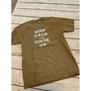 Chive Tees Keep Calm and Chive On KCCO Graphic T-Shirt Olive Green Mens Medium